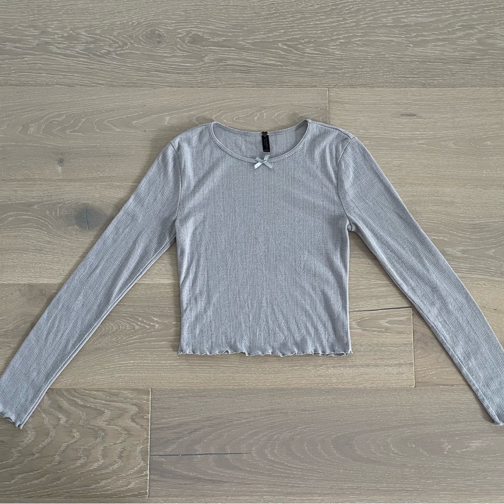 Gray Blue Long Sleeve Top